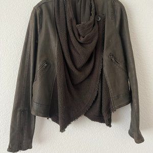 Free People Moto Jacket with Draped Neck